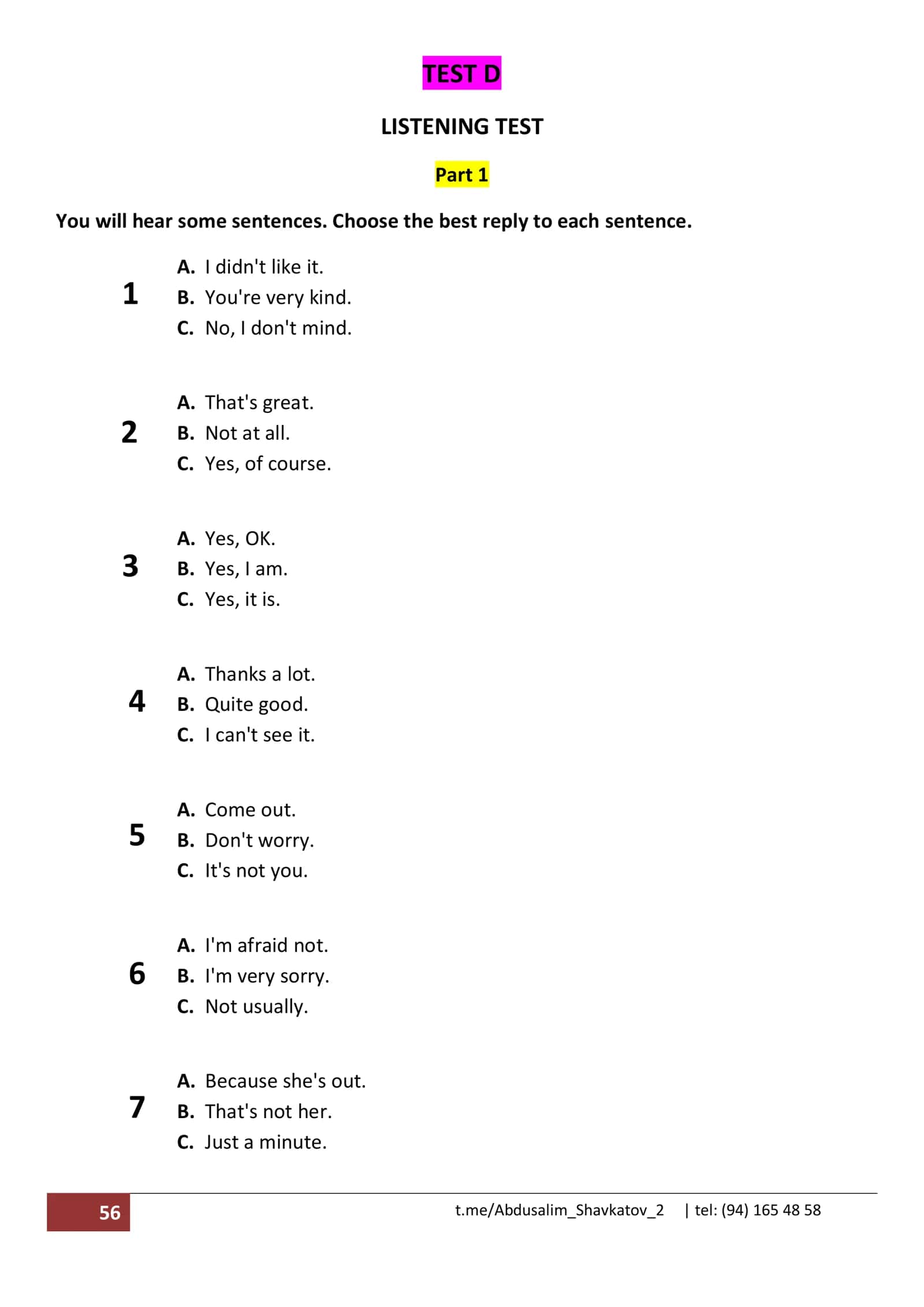 LISTENING TEST