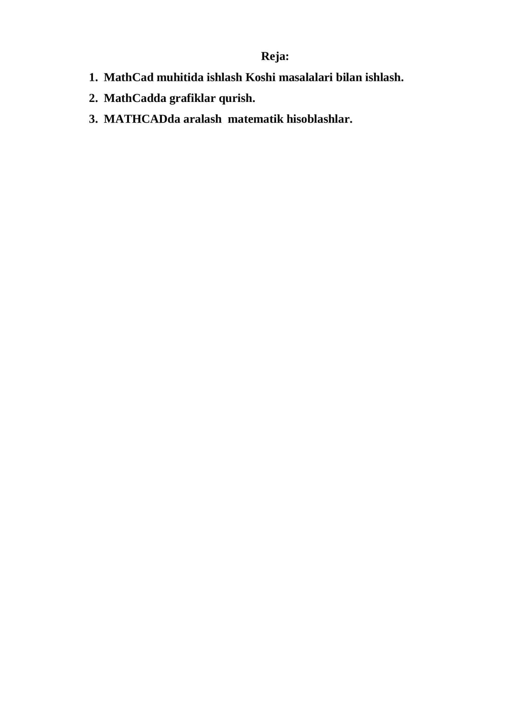 MathCad bilan ishlash