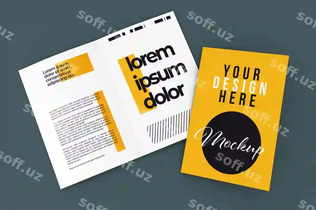 Bifold broshyura mockuplar ajrashgan | Bifold brochure mockup isolated