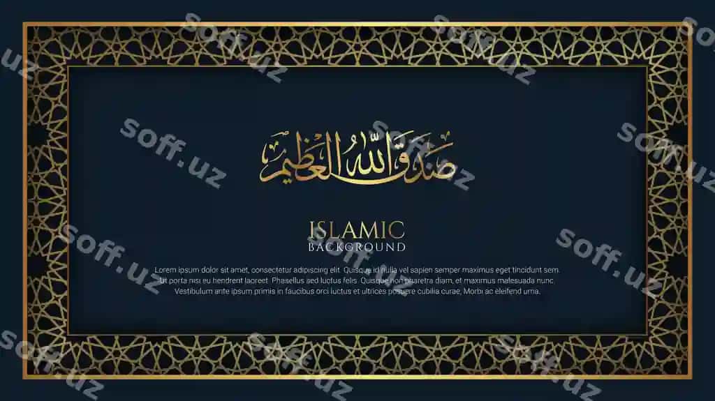 Ko'k oltin islomiy dekorativ naqsh ramkasi | Blue golden islamic decorative ornament frame