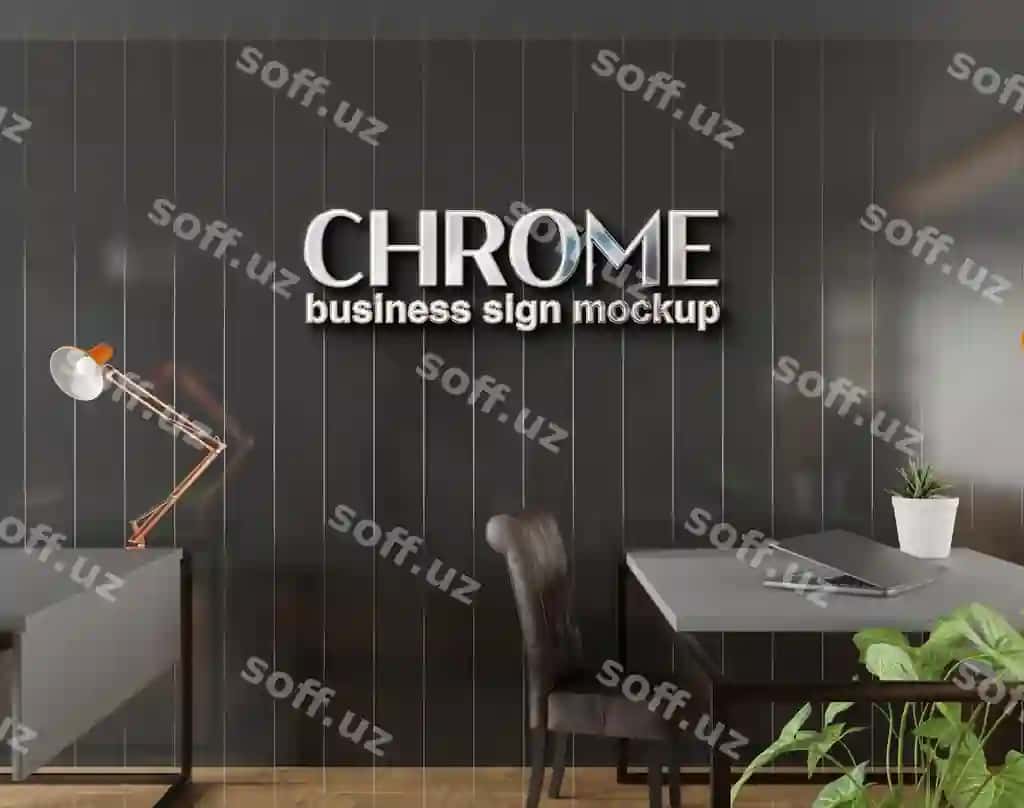 Chrome logotipi effekt mockup | Chrome logo effect mockup