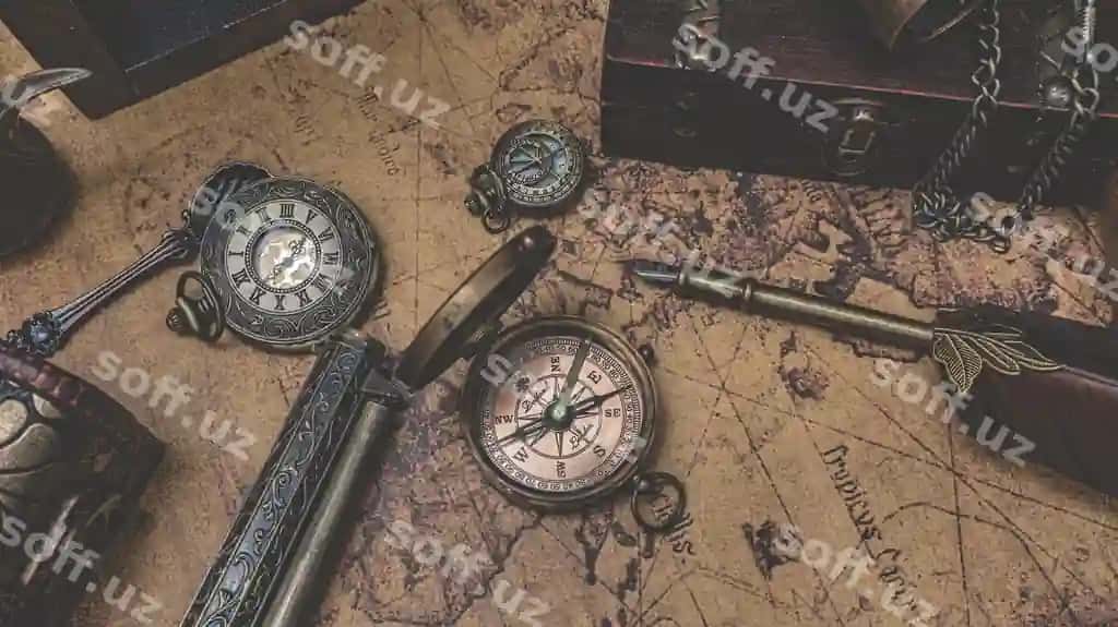 Vintjazh kompas eski dunyo xaritasi | Vintage compass old world map