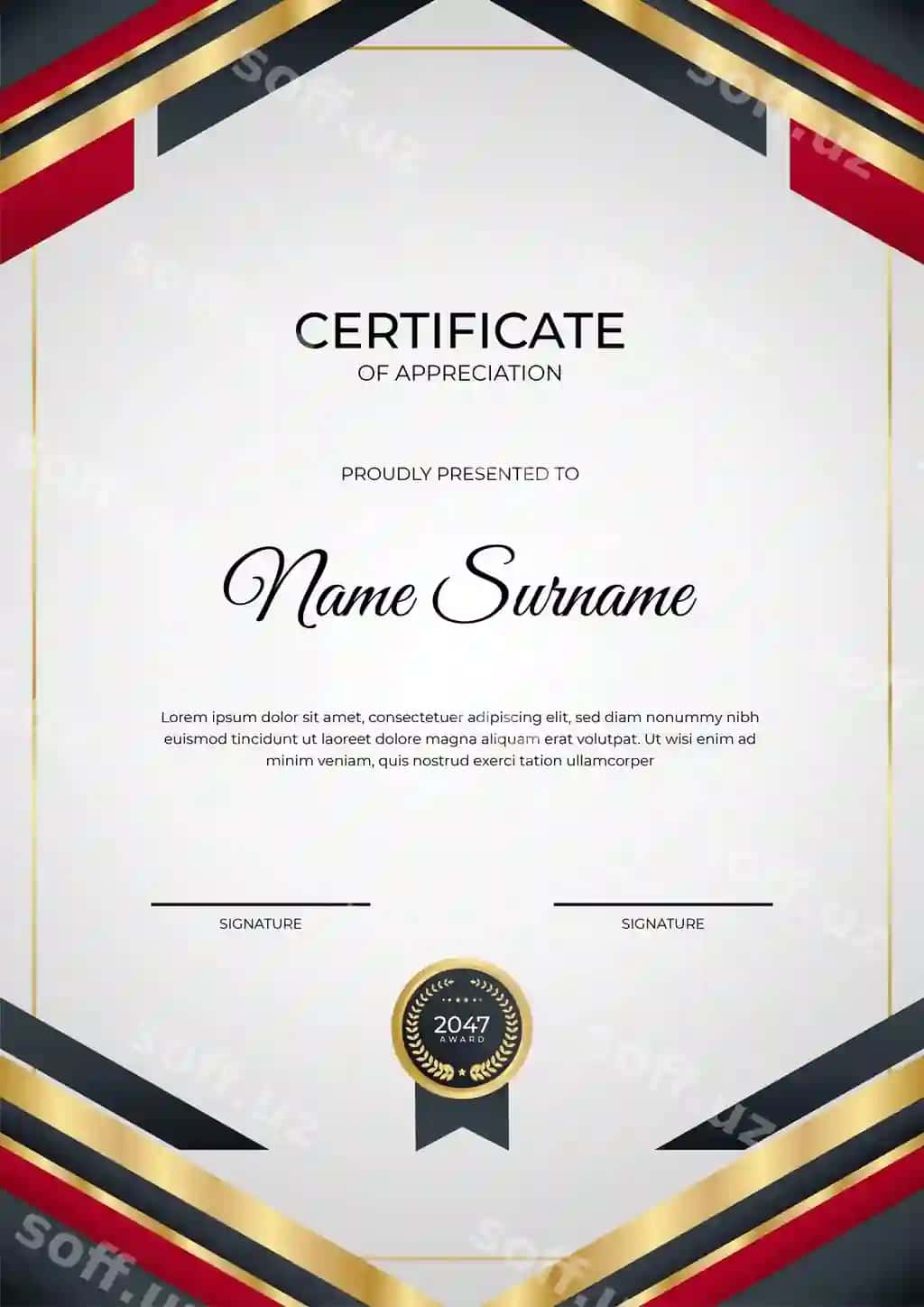 Zamonaviy gradientli qizil qora oltin sertifikat dizayn shabloni | Modern gradient red black gold certificate design template