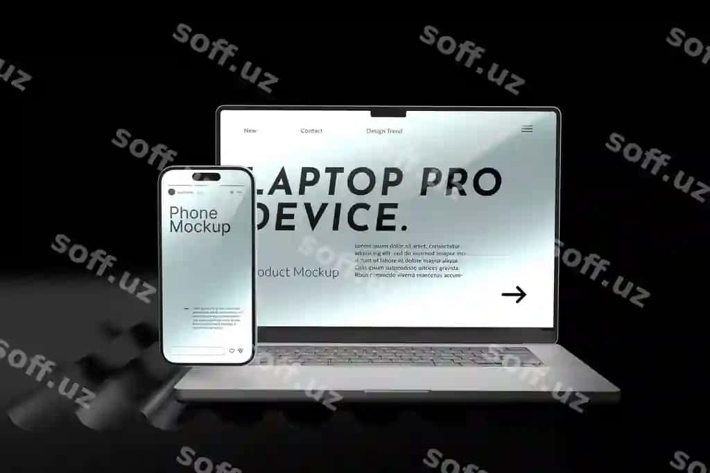 Noutbuk telefon qurilma namunasi | Laptop phone device mockup