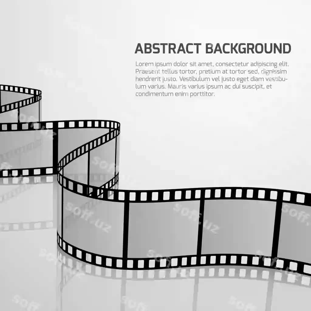 Vektor kino film fon retro film lentasining aylanmasi | Vector cinema movie background with retro film strip roll