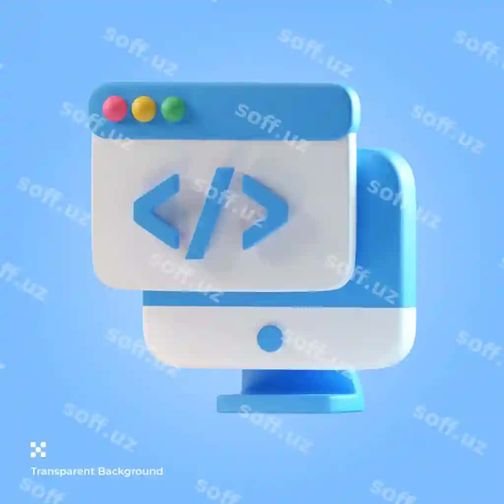 Kodlash 3D ikon illustratsiyasi | Coding 3d icon illustration