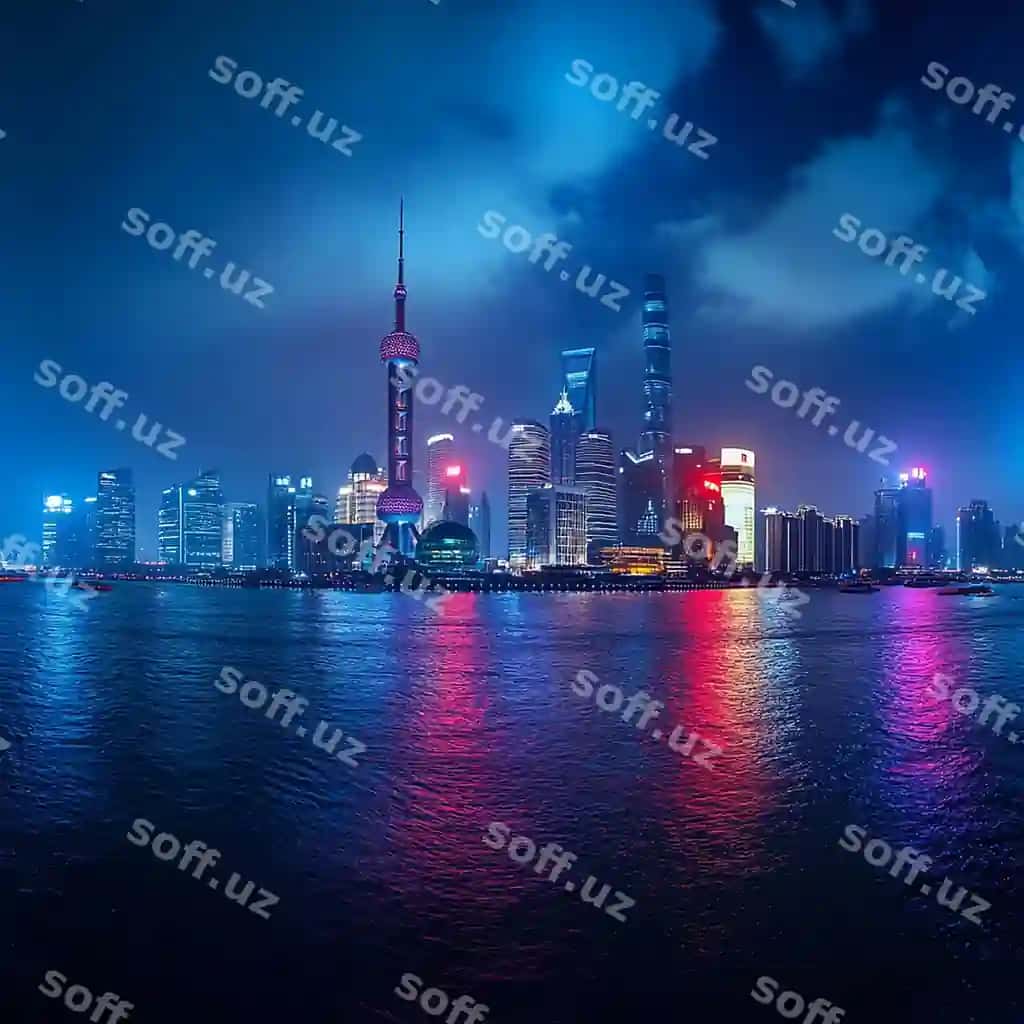 3D fotosurat shahar shrifti qayiq, suv va shahar orqa fonda | 3d photo city skyline with boat water city background