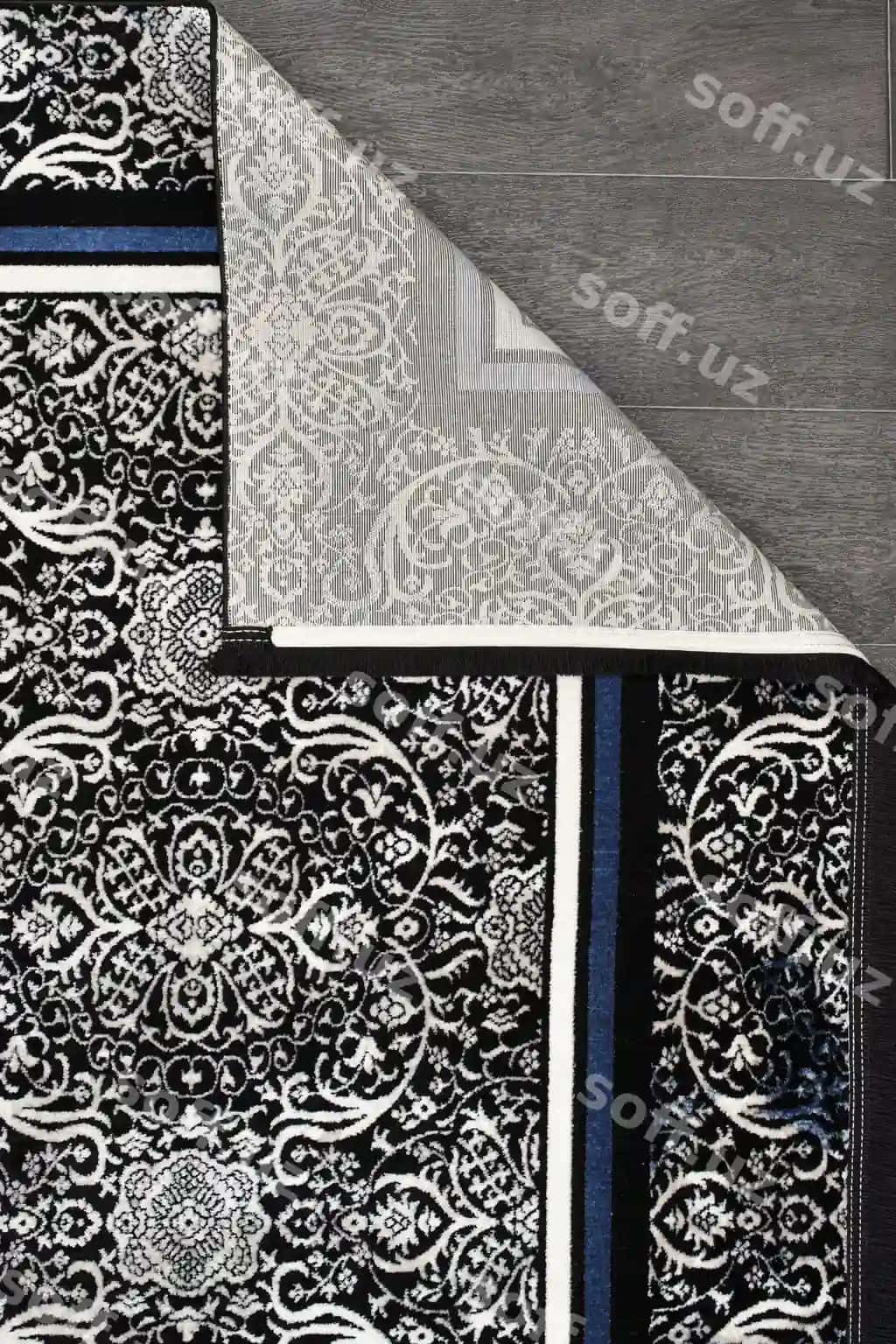 Qora-oq varaq ko'k-oq dizayn bilan | Black white piece paper with blue white design