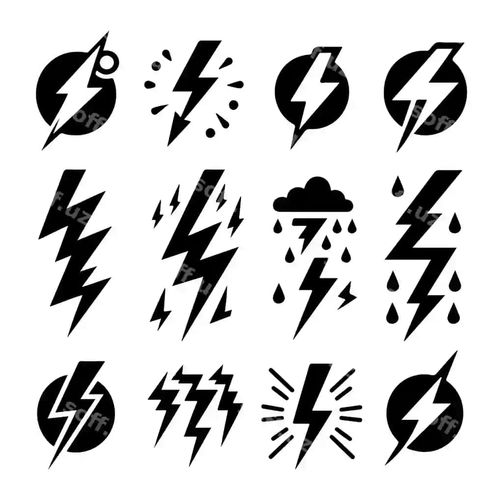 Shir yarıq ikon vektor to'plam siluet vektor illustratsiyasi | Lightning bolt icon vector set silhouette vector illustration