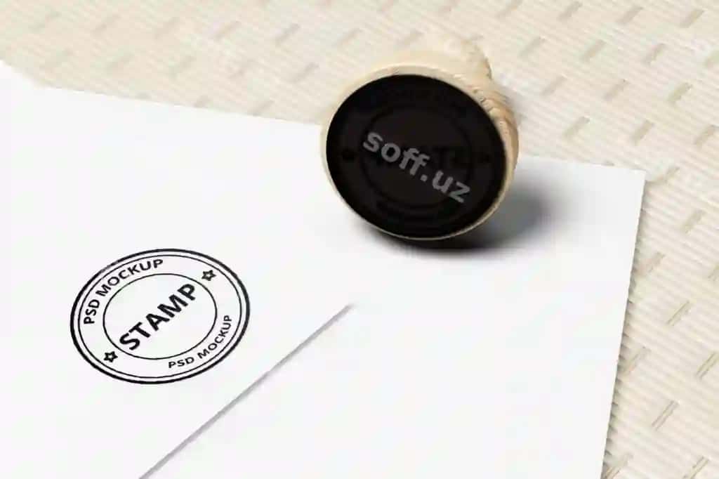 Pochta markazi namunasi konvert o'rtasida quruq | Stamp mockup envelope with cork middle