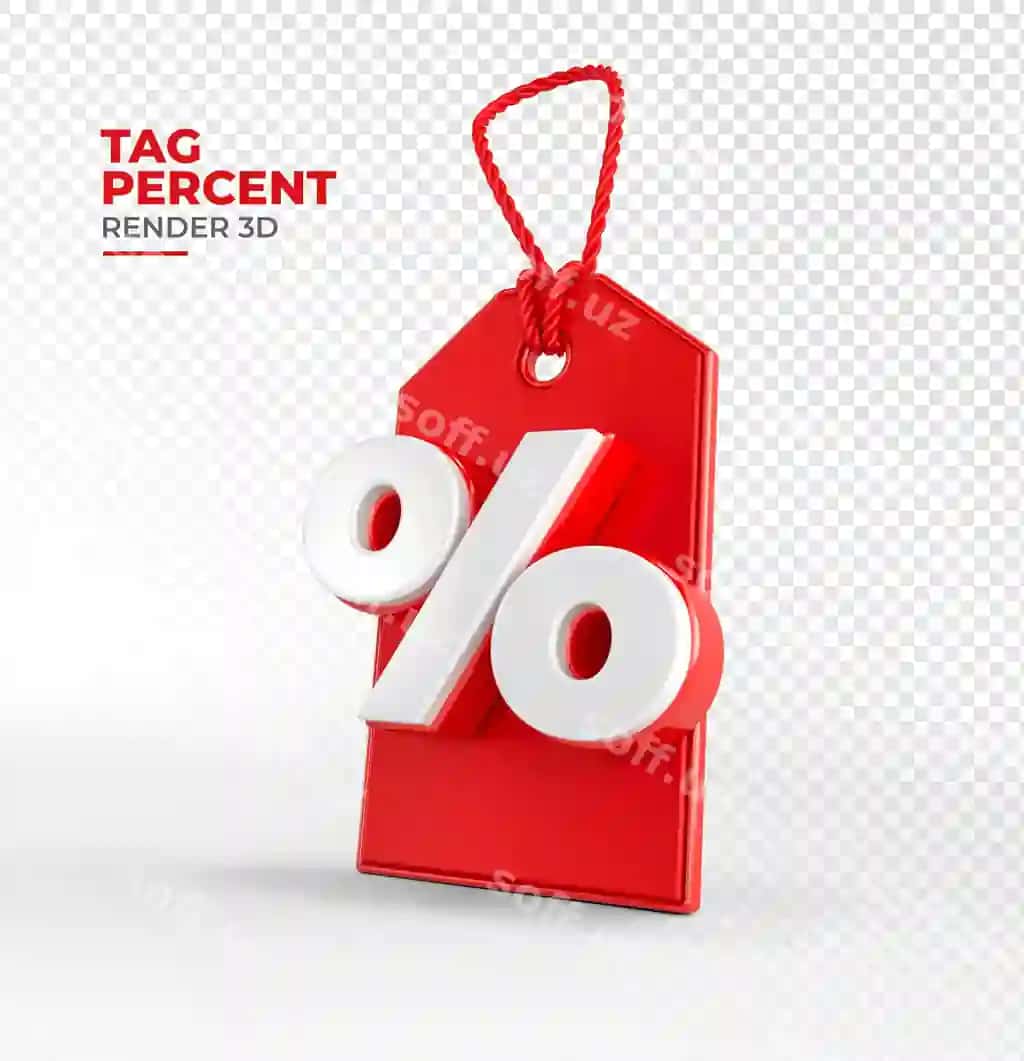 Xarid tegi 3D render | Shopping tag render 3d