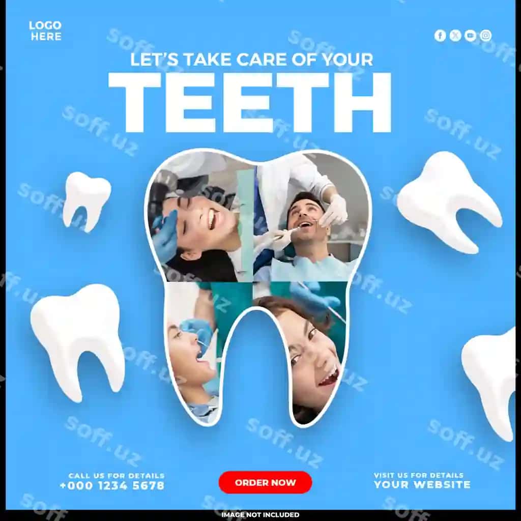 Stomatologik g'amxo'riyat uchun ijtimoiy tarmoqlar banner shabloni | Dentist dental care social media banner template