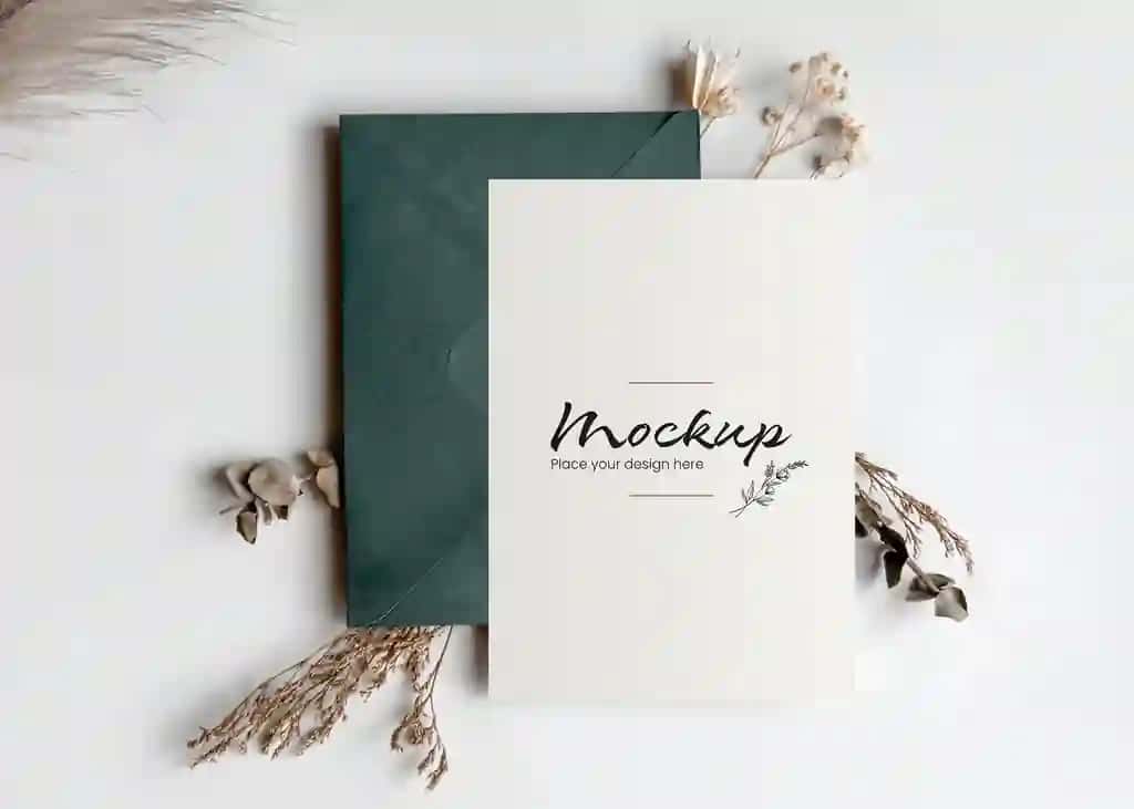 Tabriknoma yovvoyi gullar maketi | Greeting card mockup wild flowers