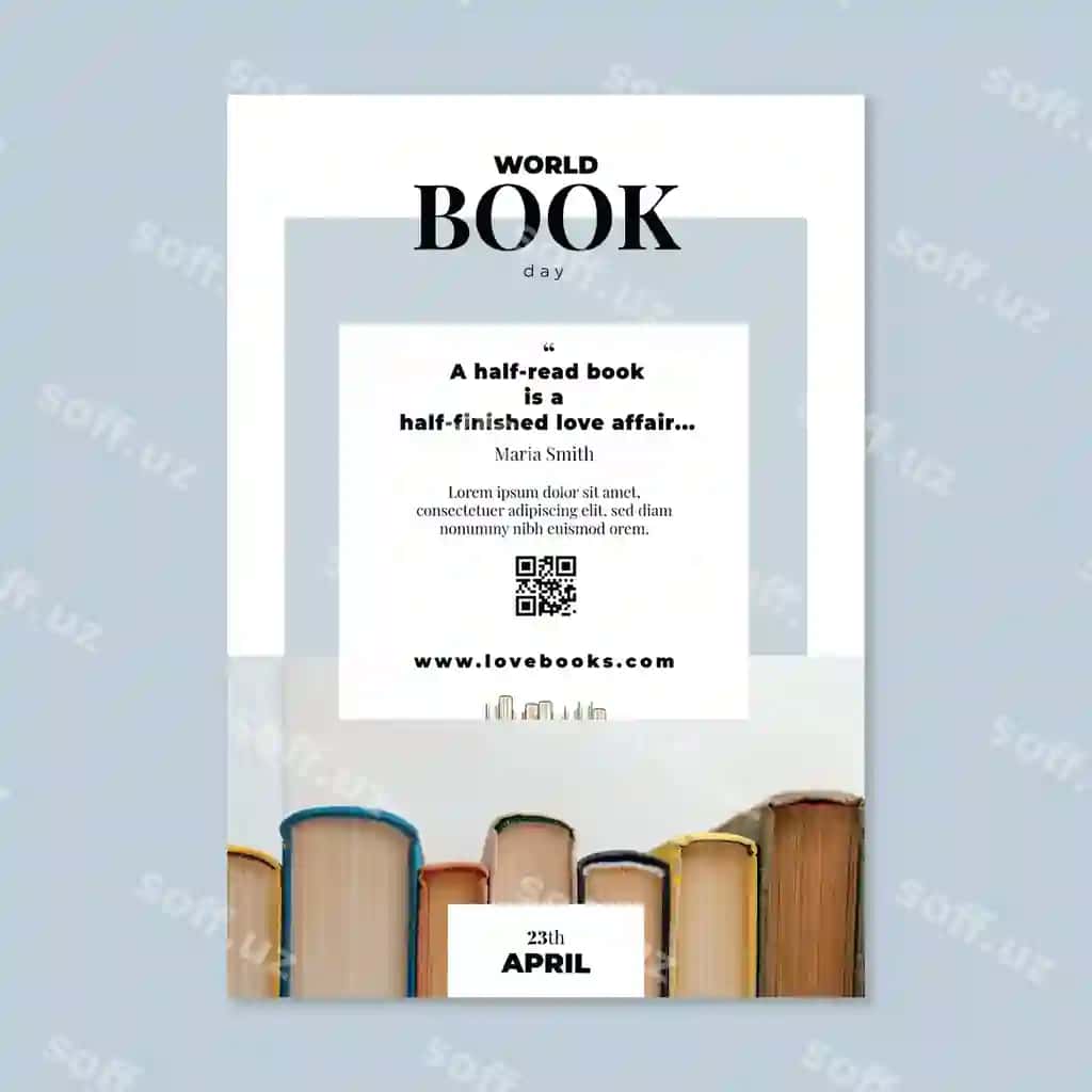 Dunyoning kitoblari kuni uchun vertikal flyer shabloni | World book day vertical flyer template