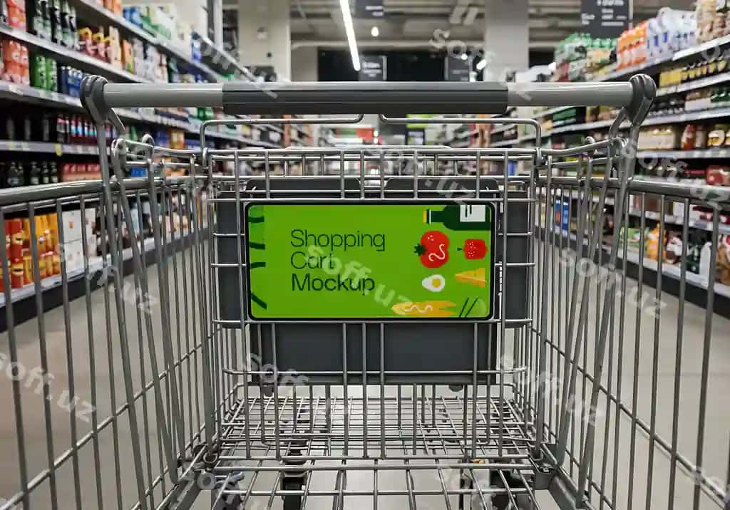 Xarid savati oziq-ovqat do'konidagi kuchuk | Shopping cart grocery store aisle