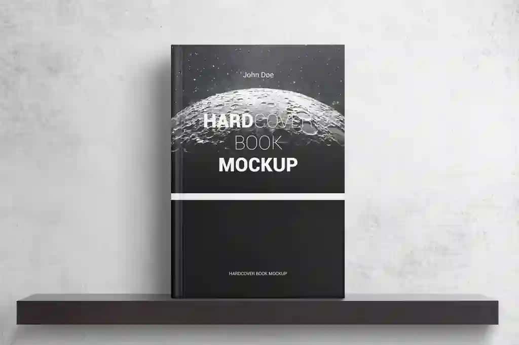 Qattiq muqovali kitob javon maketi | Hardcover book shelf mockup