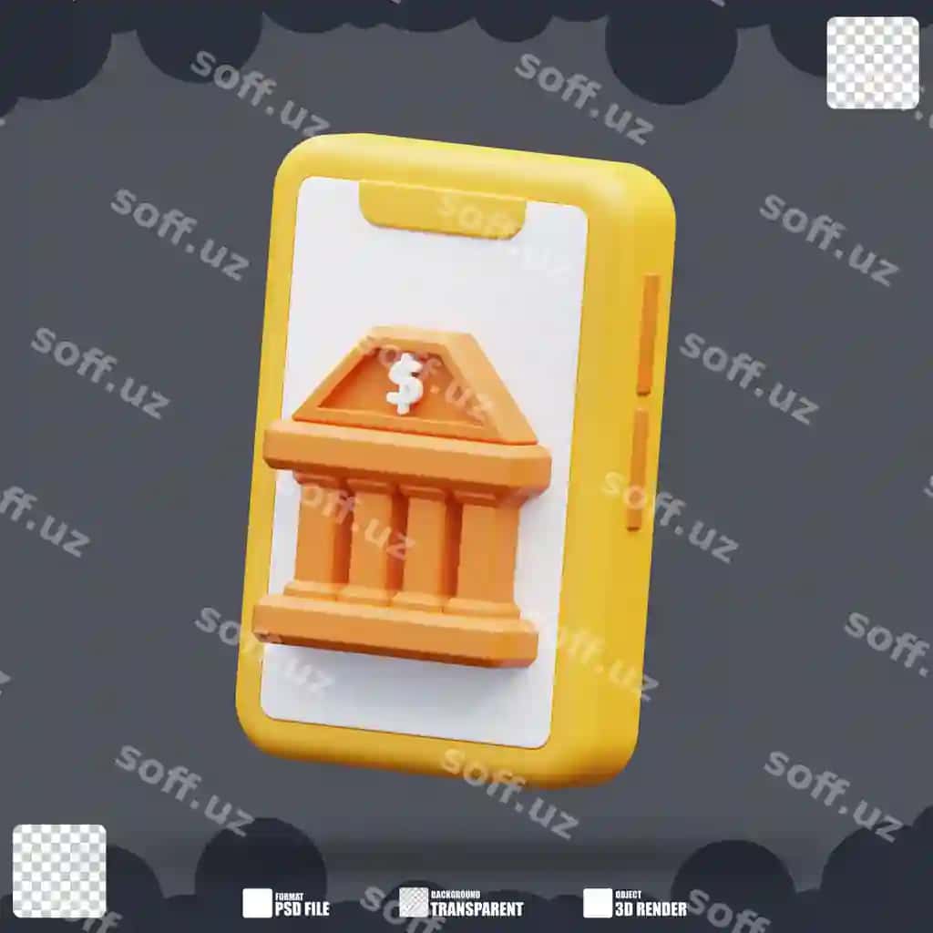 Uch oʻlchovli illustratsiya mobil bank xizmati | 3d illustration mobile banking