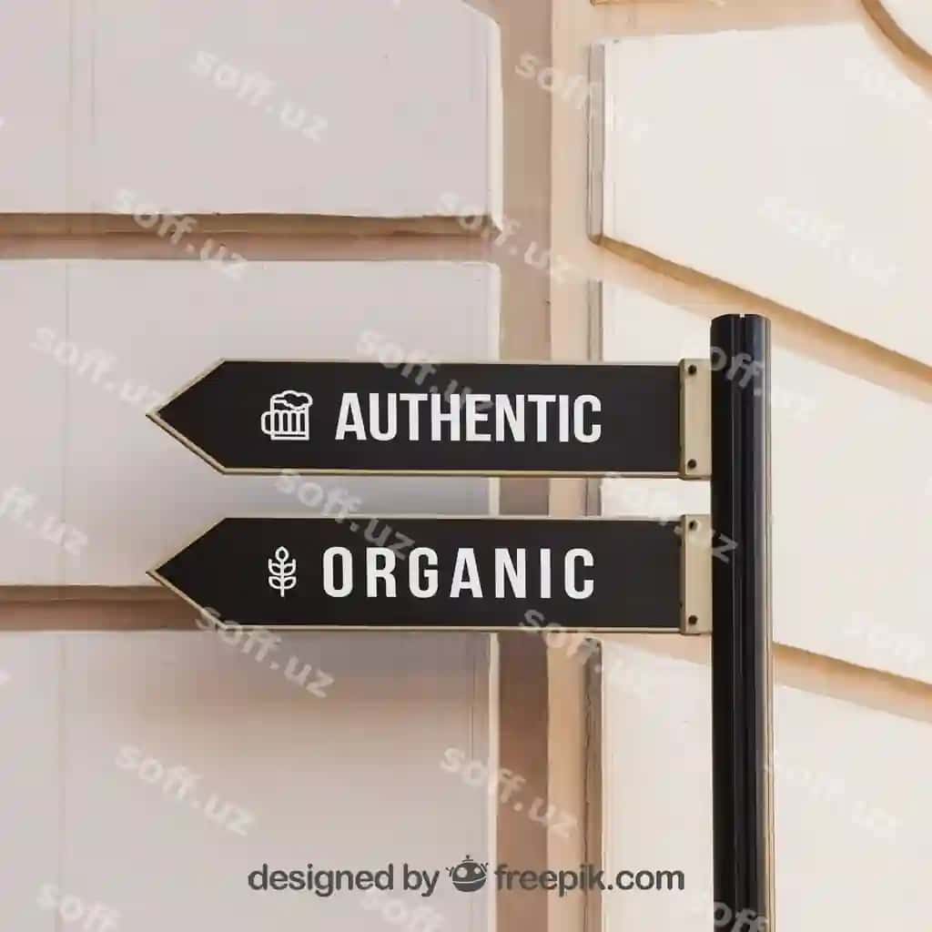 Namuna qora yo'nalish belgi | Mockup black direction sign