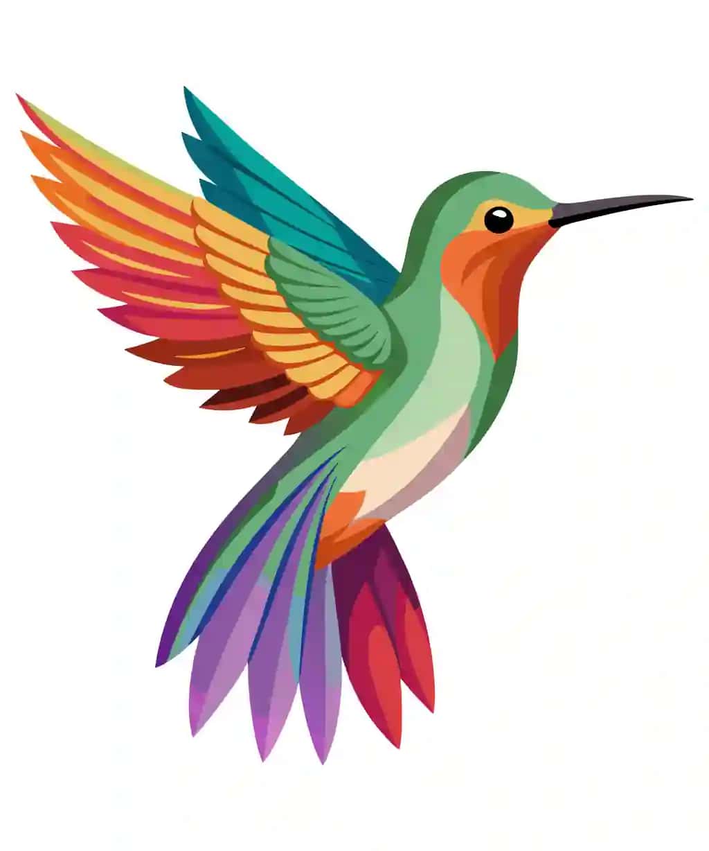 Hummingbird qo'lda chizilgan vektor tasviri uchib | Hummingbird hand drawn vector illustration flying