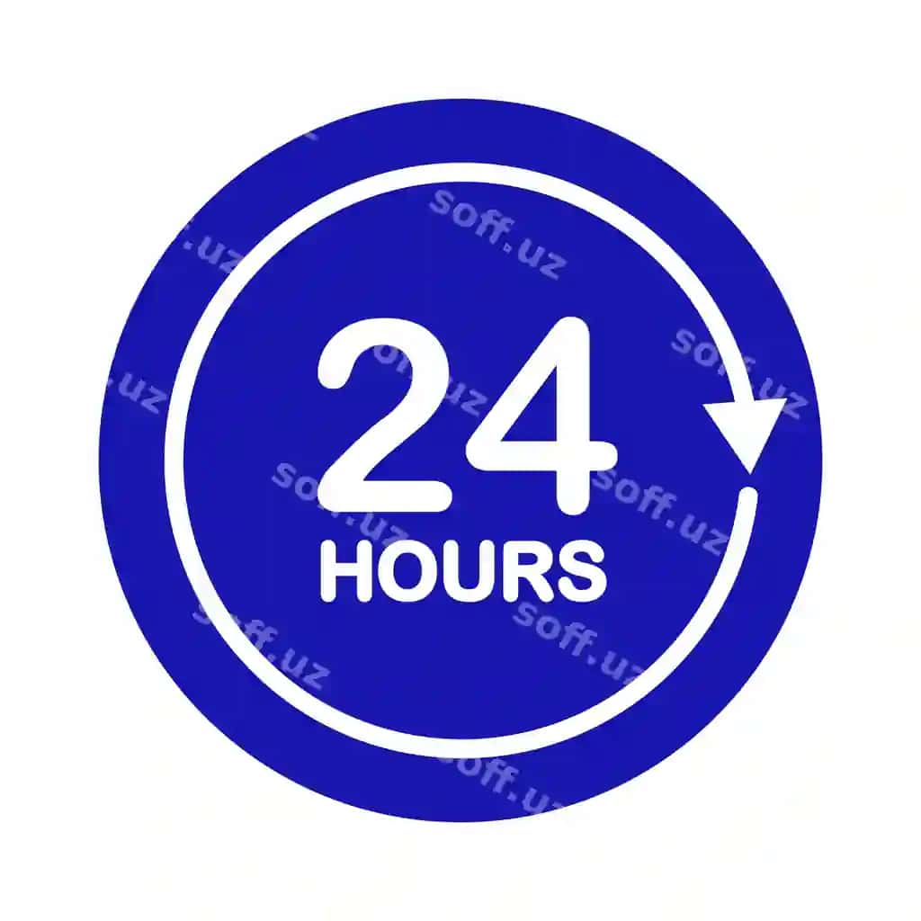 24 soat o'tkirjadagi aroqa ikonasi 24 soatlik tsikl belgisi ochilgan | Twenty four hour with arrow loop icon 24 hours cyclic sign opened