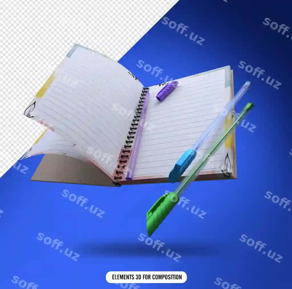 Ochiq daftar elementlar ofsetni aytgan ikkita qozonchaq | Open notebook with pen pen that says elements offset