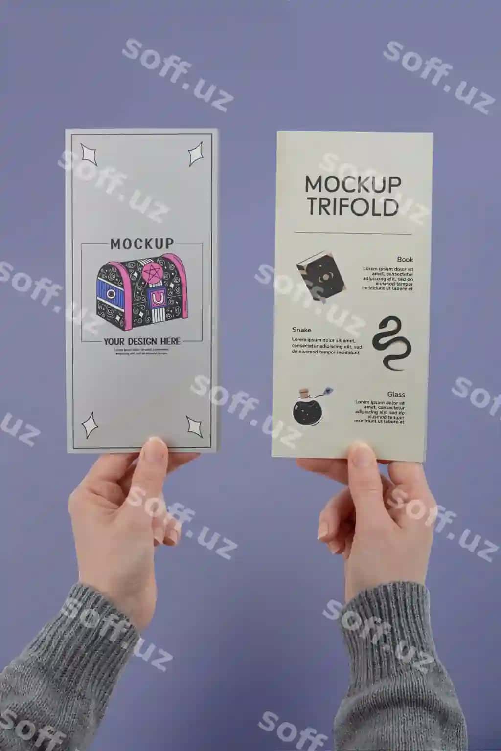 Uch qirra vertikal namuna dizayni | Trifold vertical mockup design