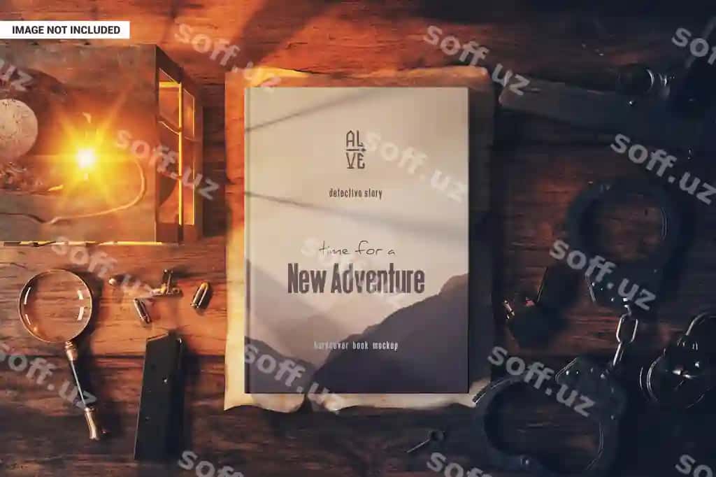 Qattiq muqovali kitobning eski sahna maketi | Hardcover book old scene mockup