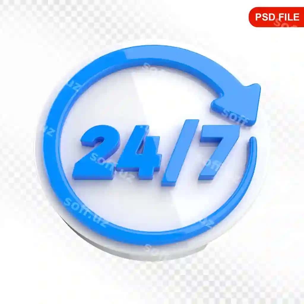 24 soat xizmat 3d ikon | 24 hours service 3d icon