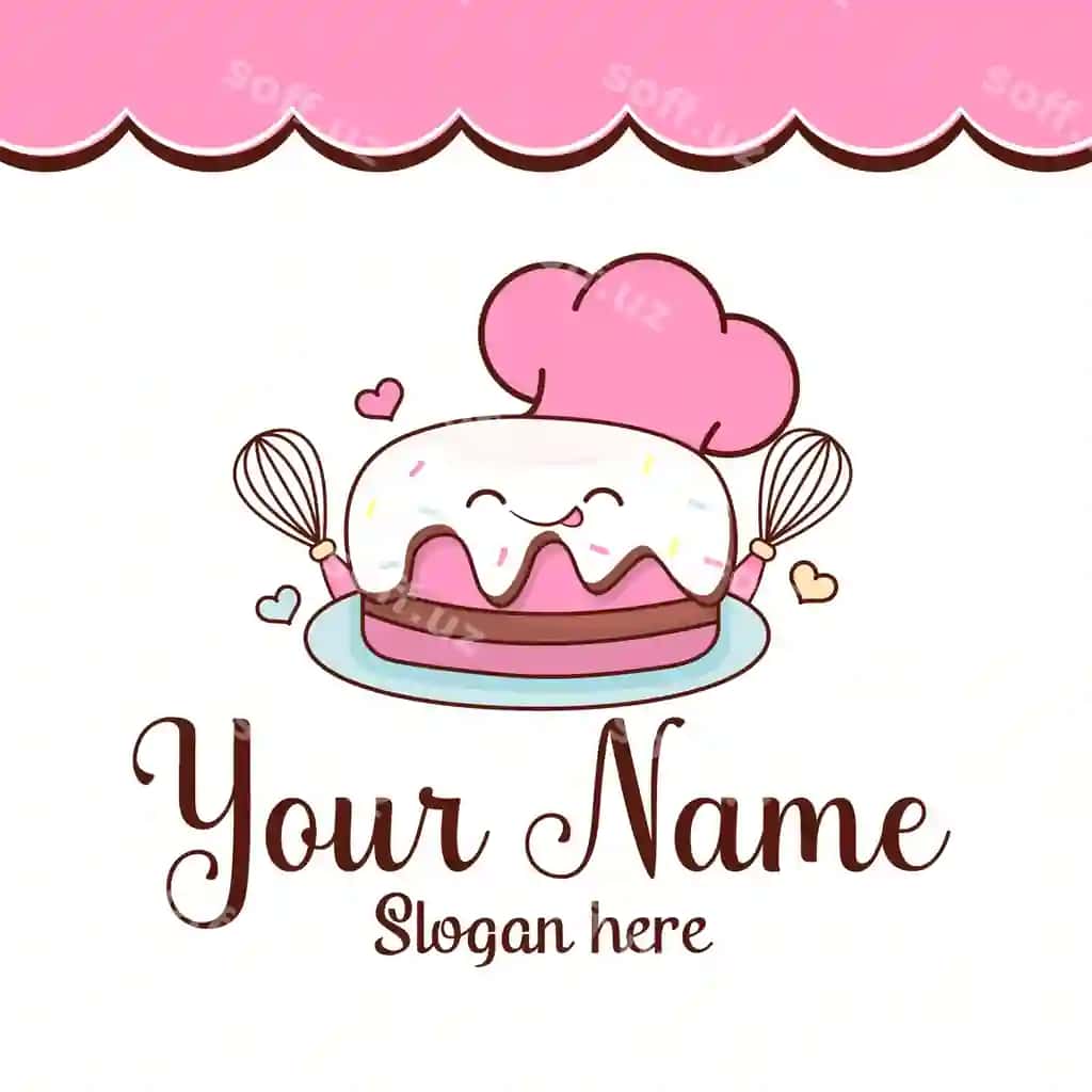 Chiroyli logotip dizayn tort vektori | Cute logo design cake vector