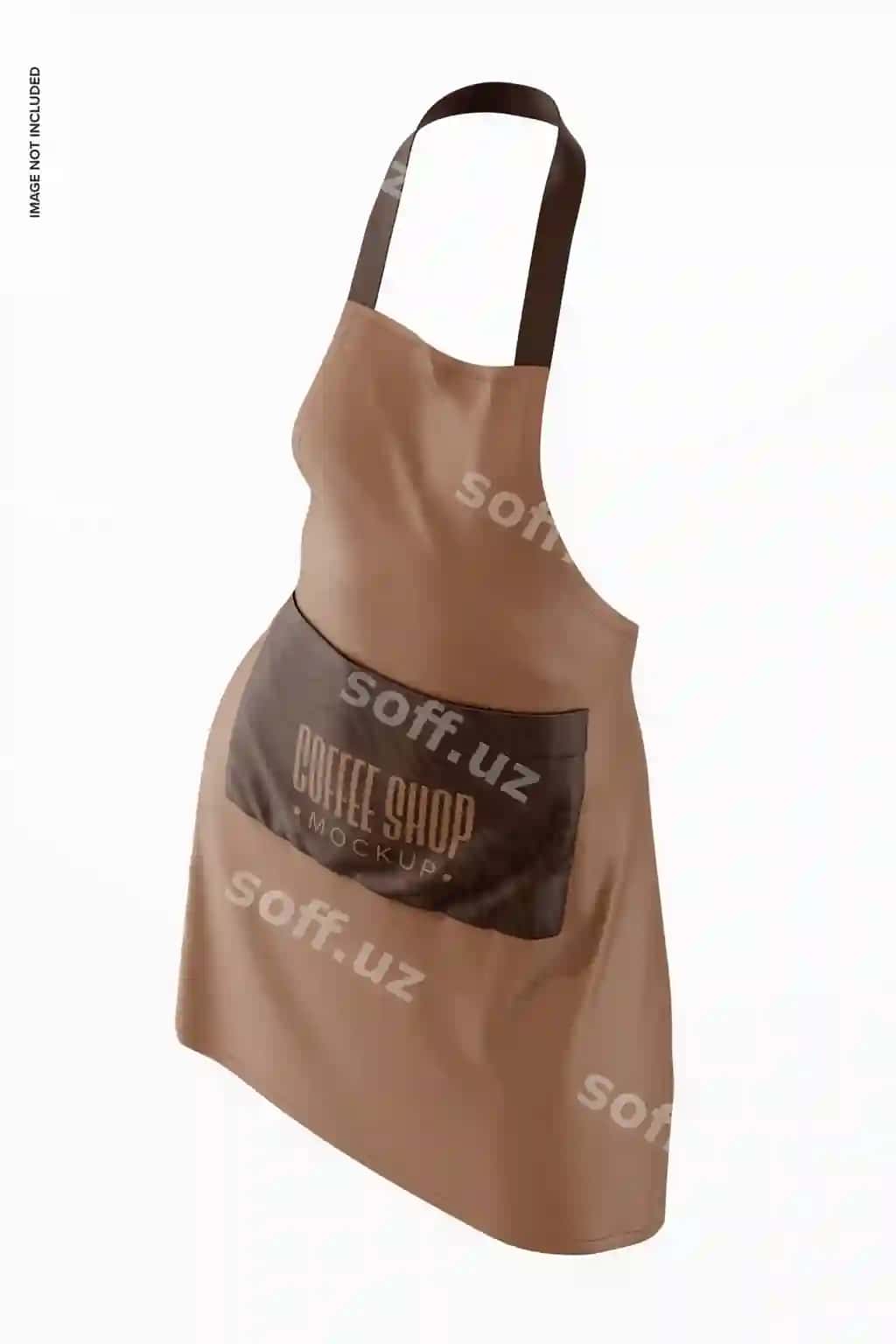 Kofe shop fartar namunasi perspektivasi | Coffee shop apron mockup perspective