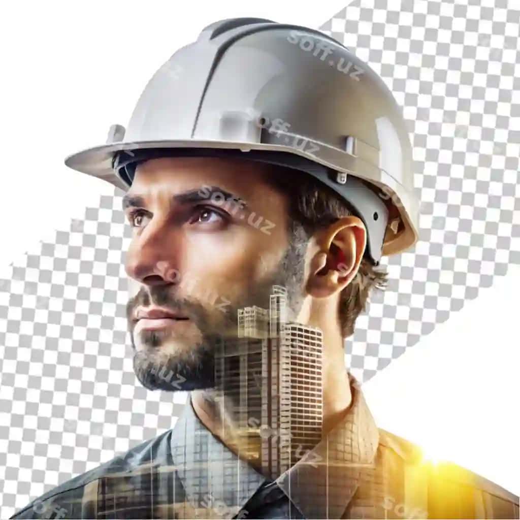 Qurilish ishchisi shaffof orqa fonda | Construction worker transparent background