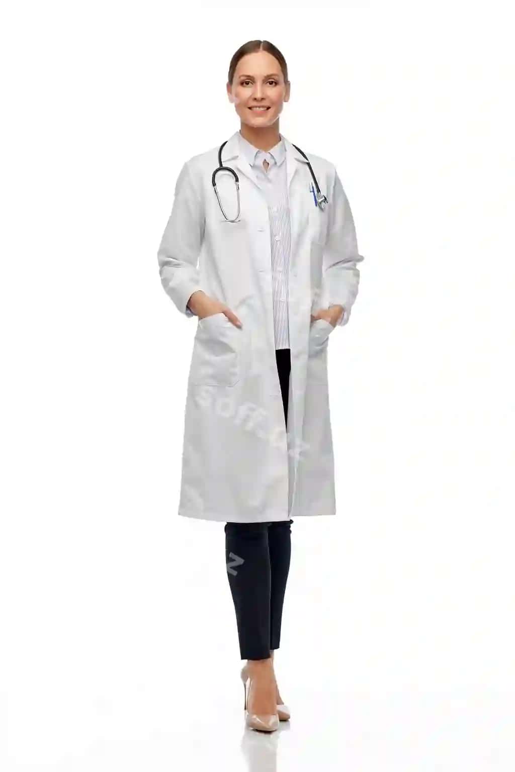 Baxtli gulchiq ayol doktor oq kurtkada | Happy smiling female doctor white coat
