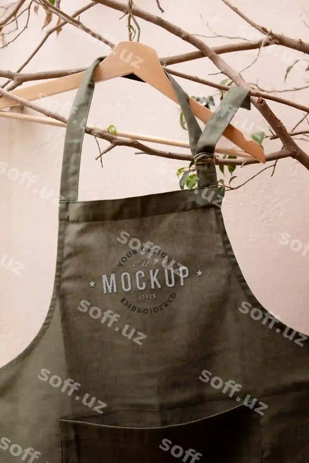 O'yog'langan o'yog'a mockup dizayni | Embroidered apron mockup design