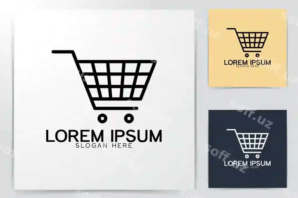 Trolley xarid karzinkasi ikonka logotipa g'oyalari ilhom logotipa dizayn shabloni | Trolley shopping cart icon logo ideas inspiration logo design template
