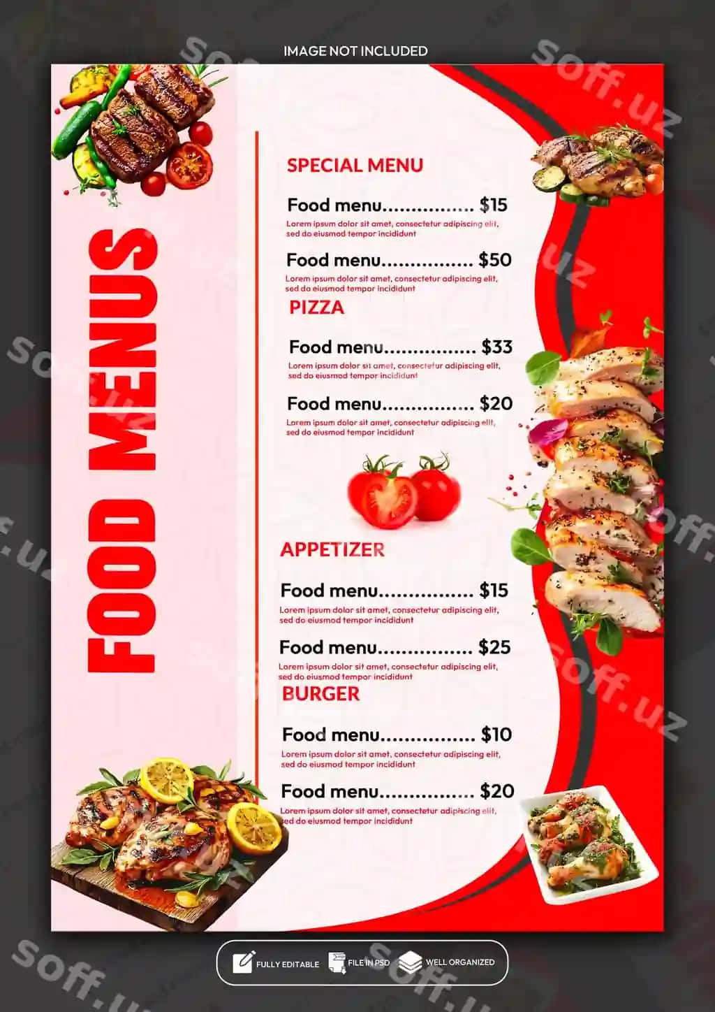 Restoran maxsus ovqatlar menyusi uchun plakat shabloni dizayni | Restaurant special food menu poster template design