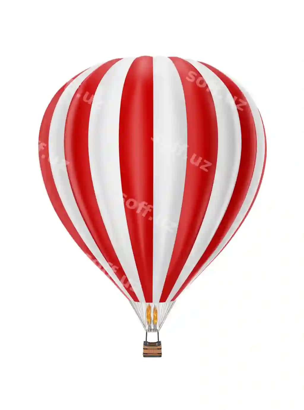 Issiq hava balonasi qizil shaxta oq fonda 3D render | Hot air balloon red stripe white background 3d rendering