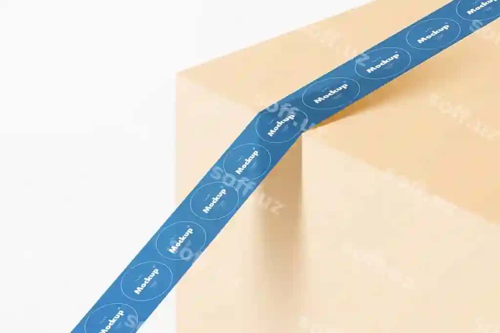 Psd lenta mockup tabiiy quticha | Psd tape mockup natural box
