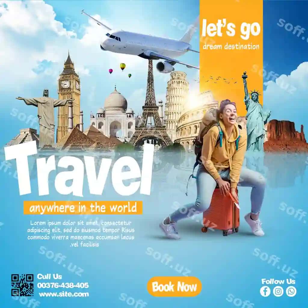 Sayohat ijtimoiy media post shabloni | Travel social media post template