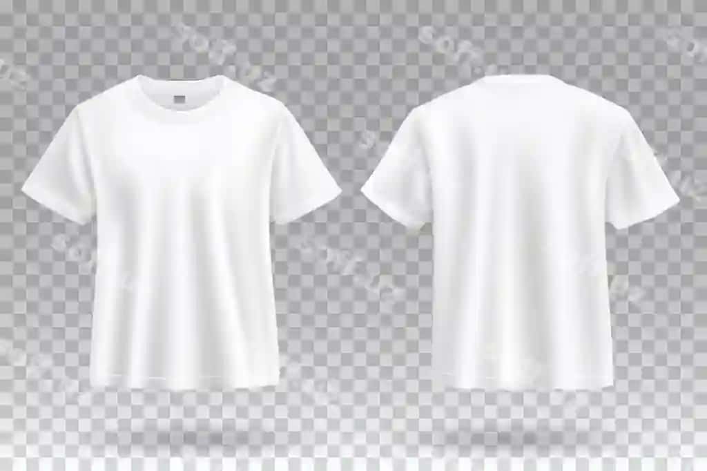 Oq futbolka oldi orqa shablon mockup dizayni ayrilma fonda | White tshirt front back template mockup design isolated background