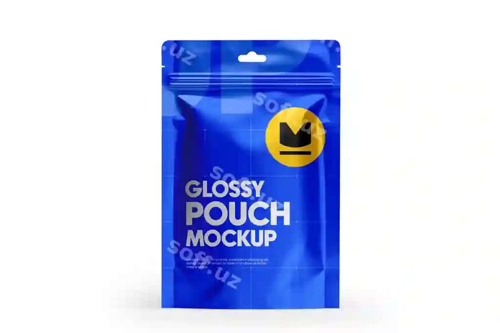 Plastik foliya po'ch paketirovka mockup PSD shablon prezentatsiya | Plastic foil pouch packaging mockup psd template presentation
