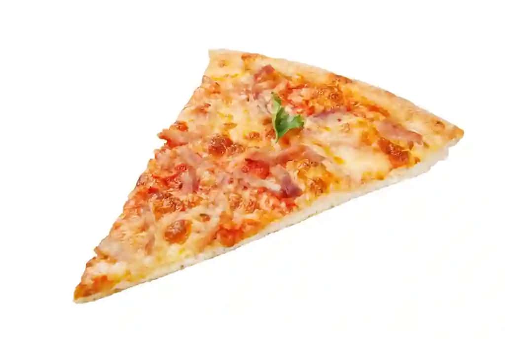 Oq fonda ajraltirilgan pitsa dona | Pizza slice isolated white