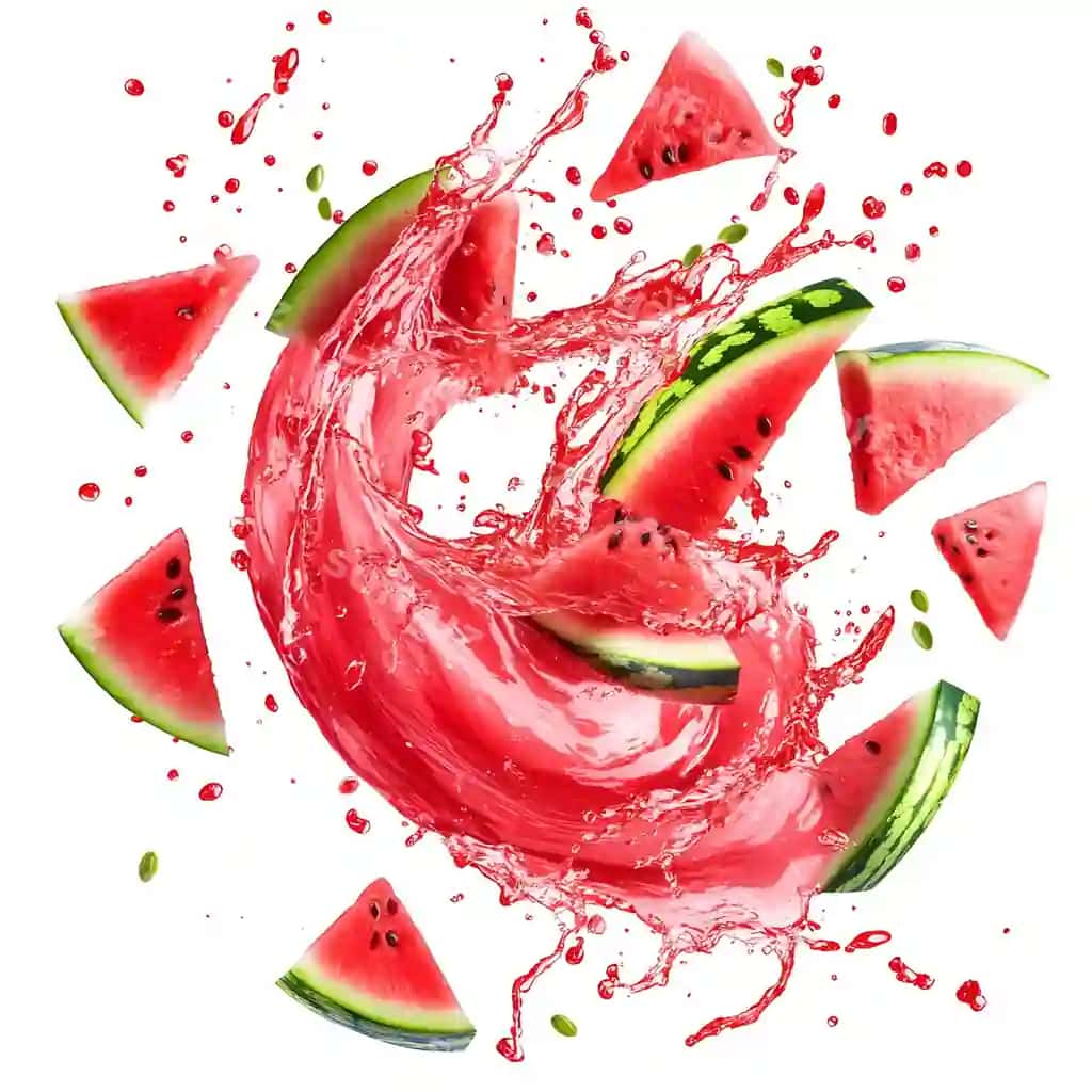Aylanma tarvuz suvi sulamasi meva qirqmachalari bilan | Swirling watermelon juice splash with fruit slices