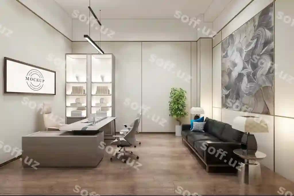 Poster ramkasi xona ichki dekoratsiyasi bilan namuna | Frame poster mockup with room interior