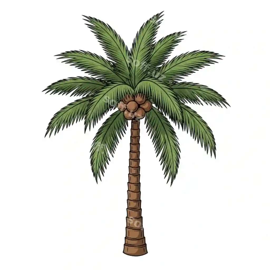 Baland palm chiqloq yashil varoqlar bilan | Tall palm tree with green leaves