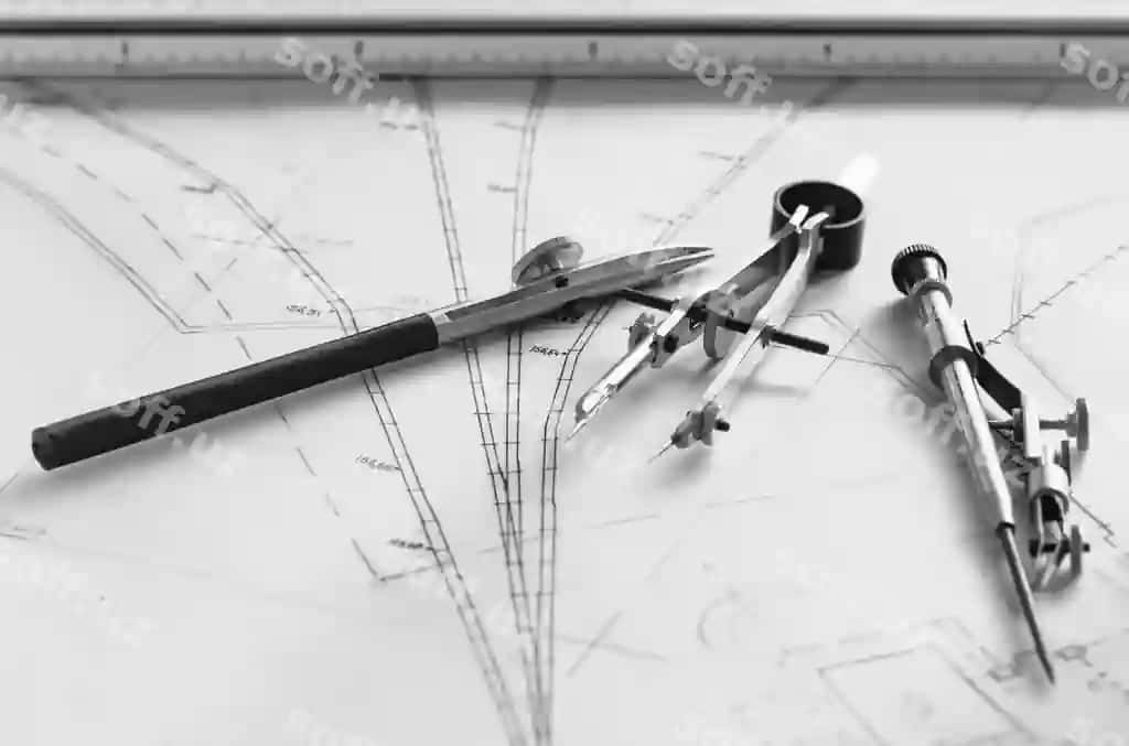 Kompas vositalari to'plami shahar rejasining topografiyasi bilan | Compass tools set with city plan topography