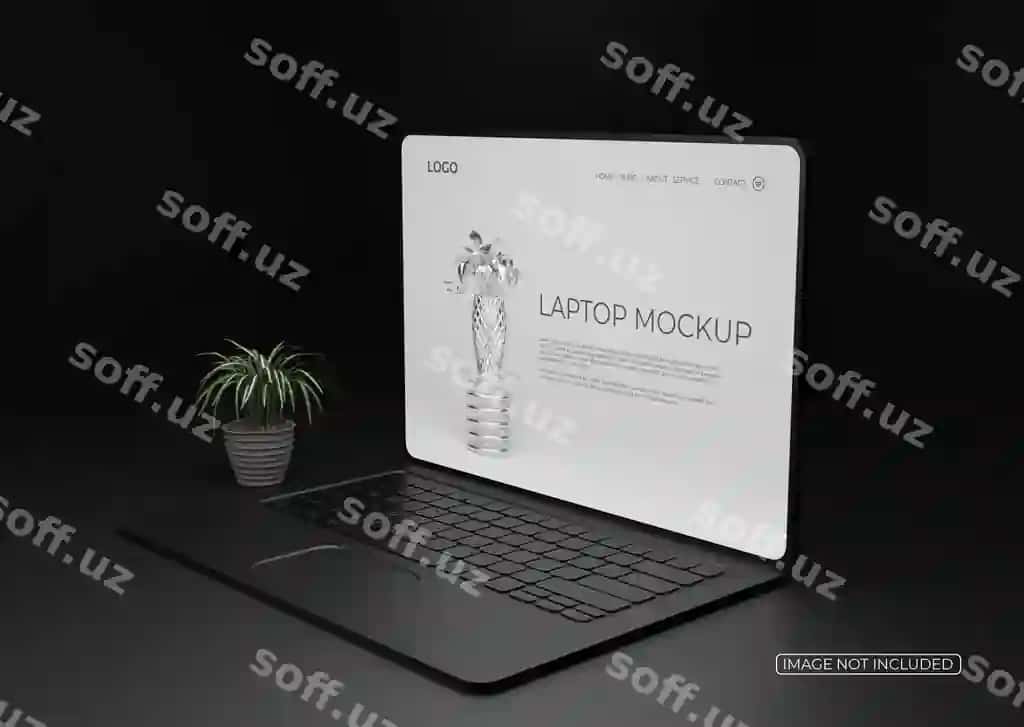 Elegant noutbuk ekrani namunasi ajraltirilgan | Elegant laptop screen mockup isolated