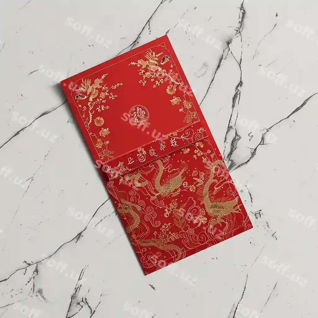 Xitoylik qizil konvert namunasi | Chinese red envelope mockup