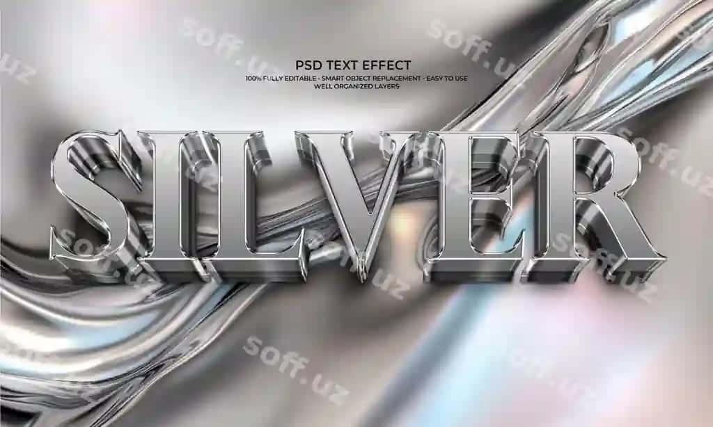Kumush 3d matn effekti | Silver 3d text effect