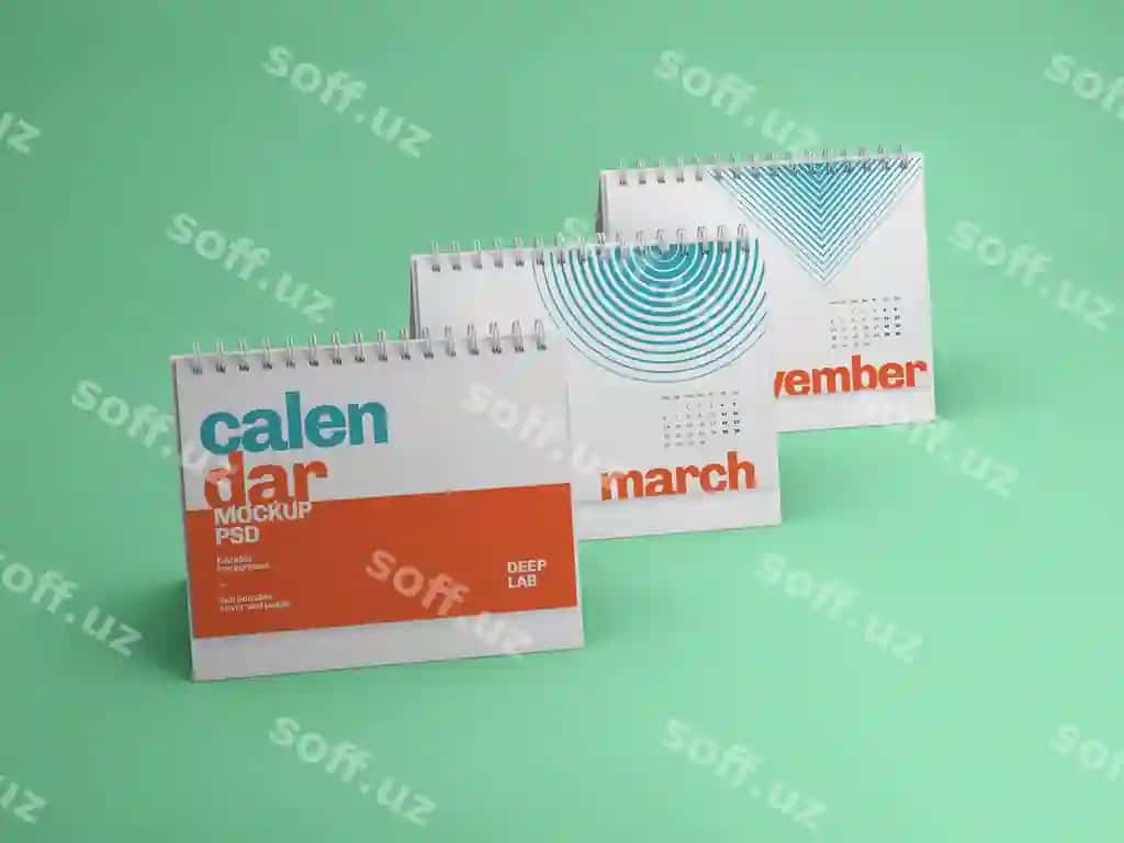 Gorizontal stol kalendari mockup | Horizontal desk calendar mockup