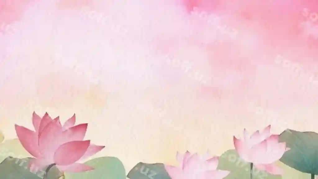 Akvaramel fon gulbin lotos guli bilan | Watercolor background with pink lotus flower
